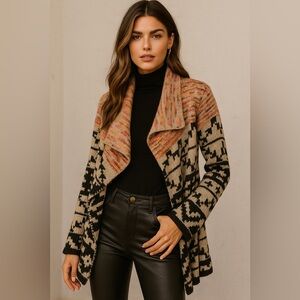 Soft Surroundings Calais‎ Aztec Ultra Soft Open Cardigan Mix Media Pink Sz Small